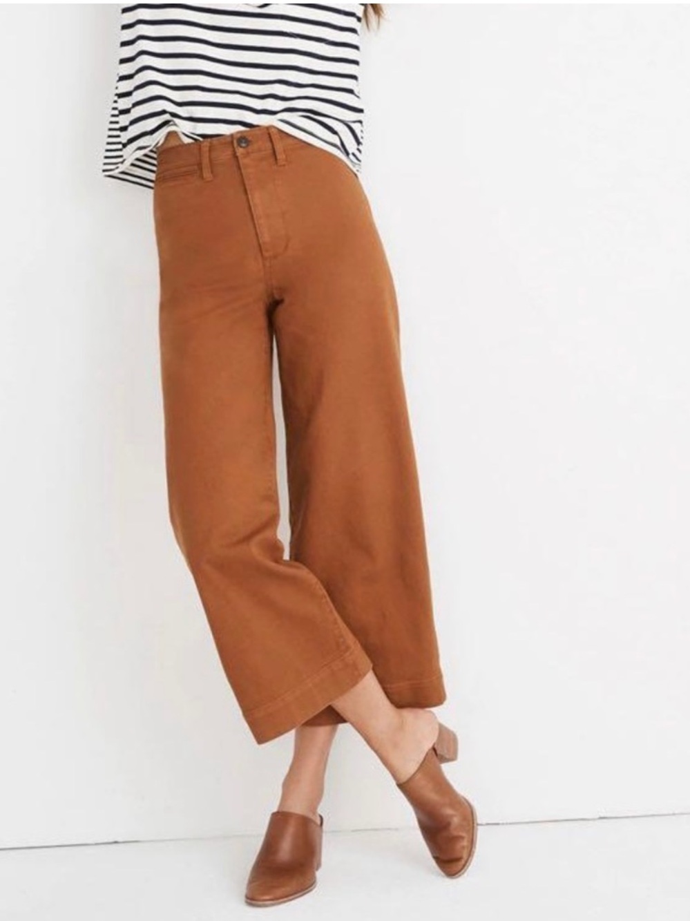 Madewell Curvy Slim Emmett Wide-Leg Crop Pants warm nutmeg fall